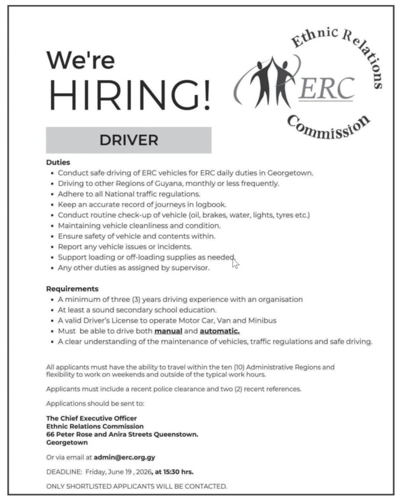 driver job in guyana