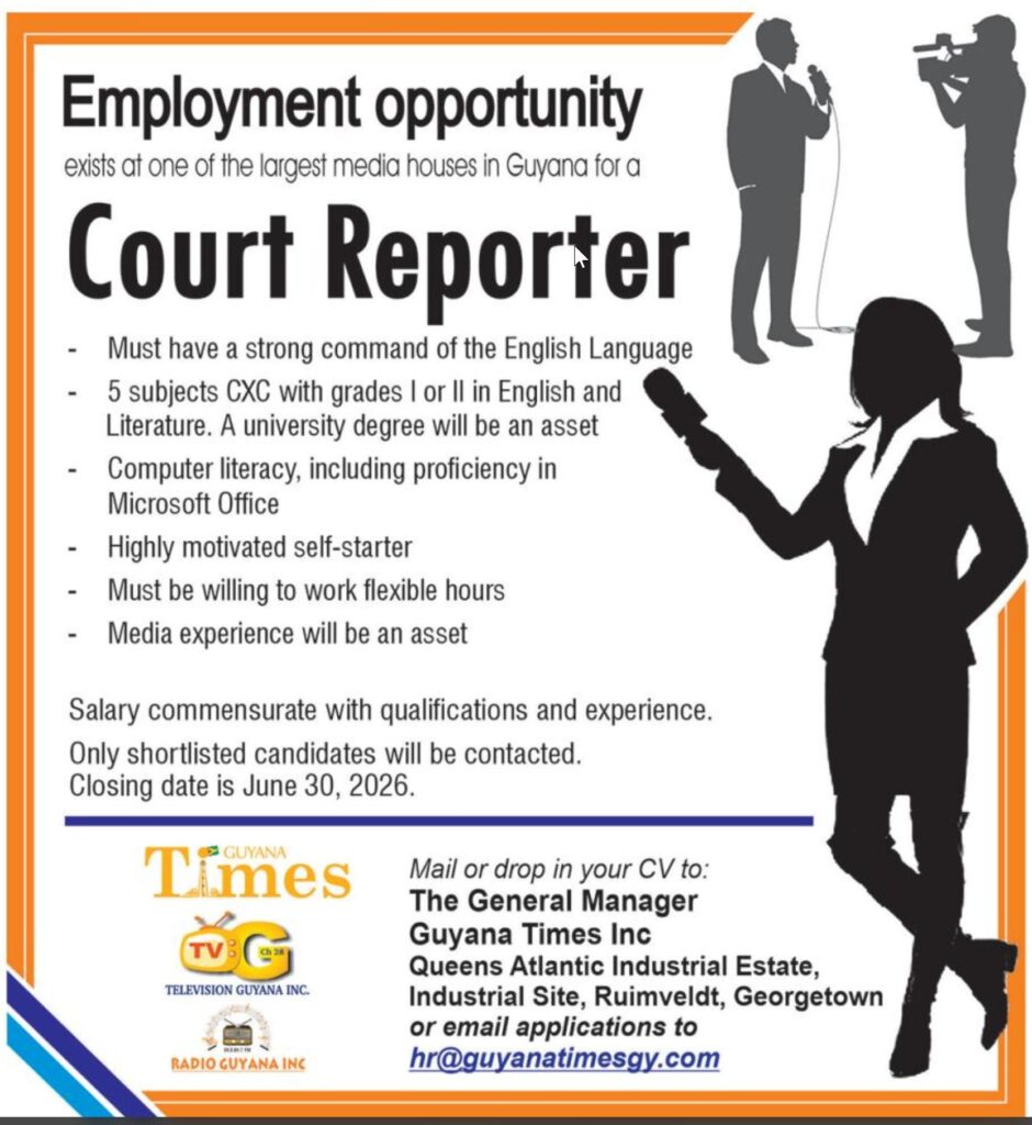 court reporter job in guyana