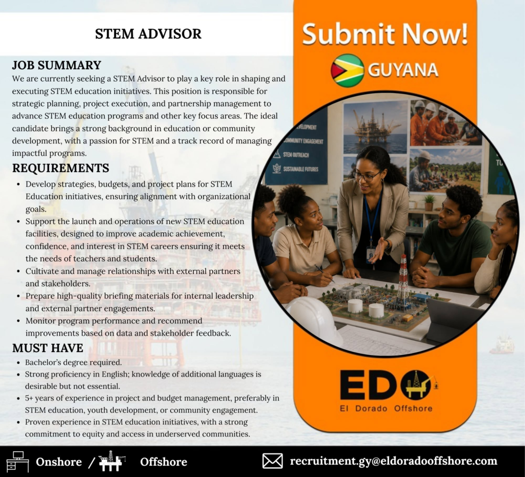stem advisor job in guyana