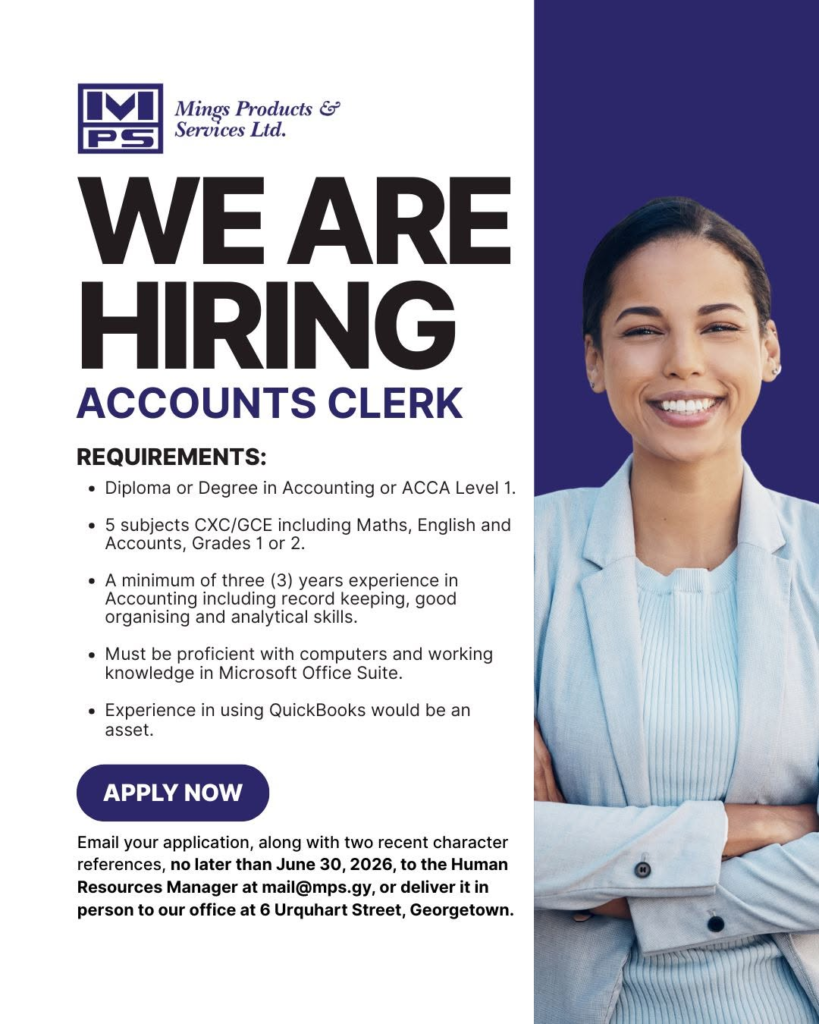 ACCOUNTS CLERK job in guyana