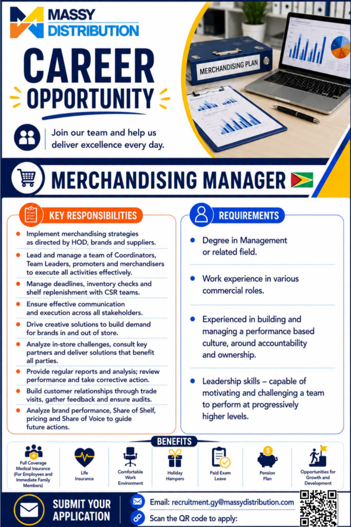 merchandising manager job in guyana