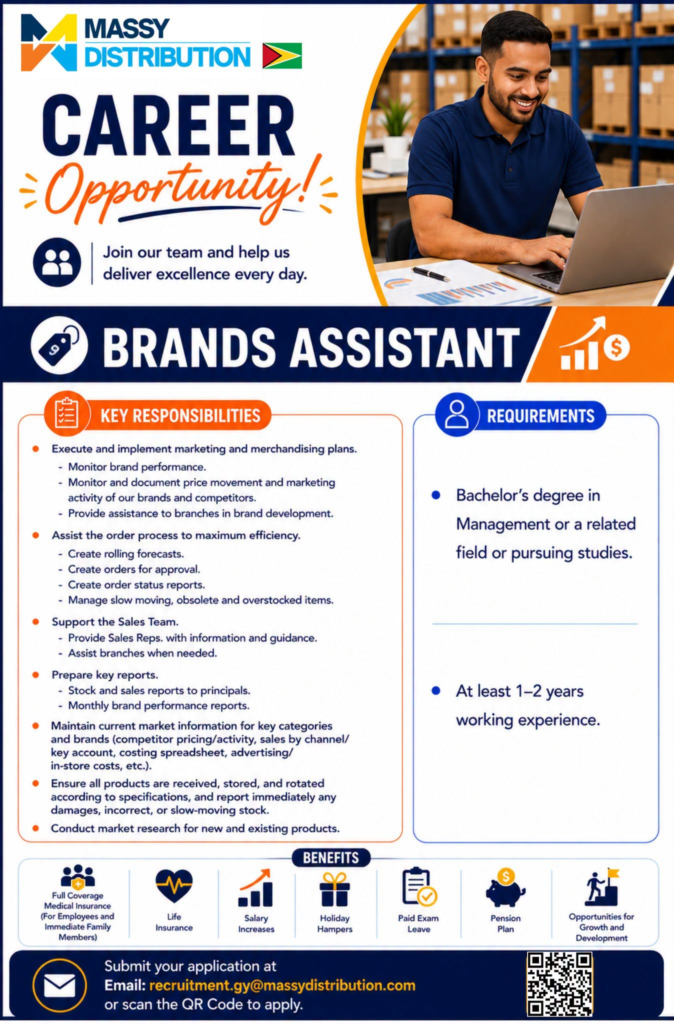 brands assistant job in guyana