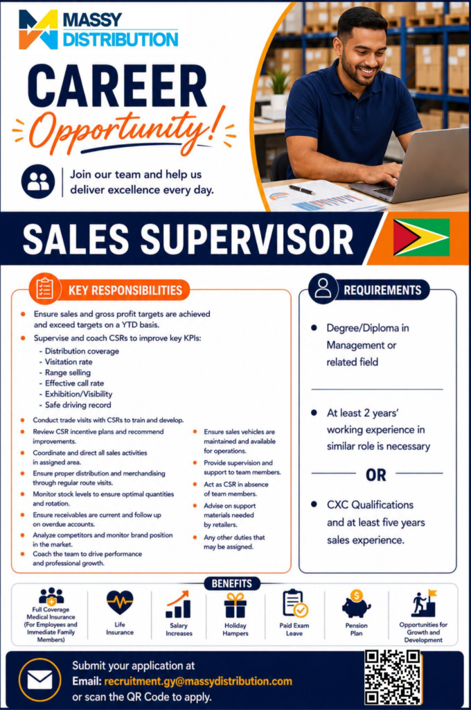 sales supervisor job in guyana
