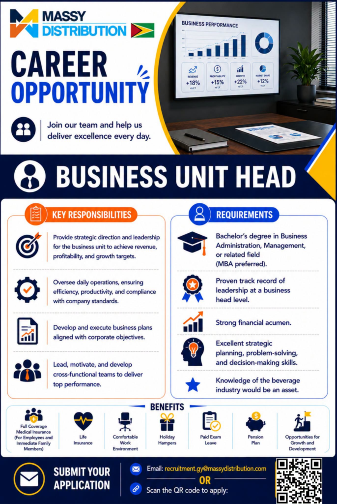 business unit head job in guyana