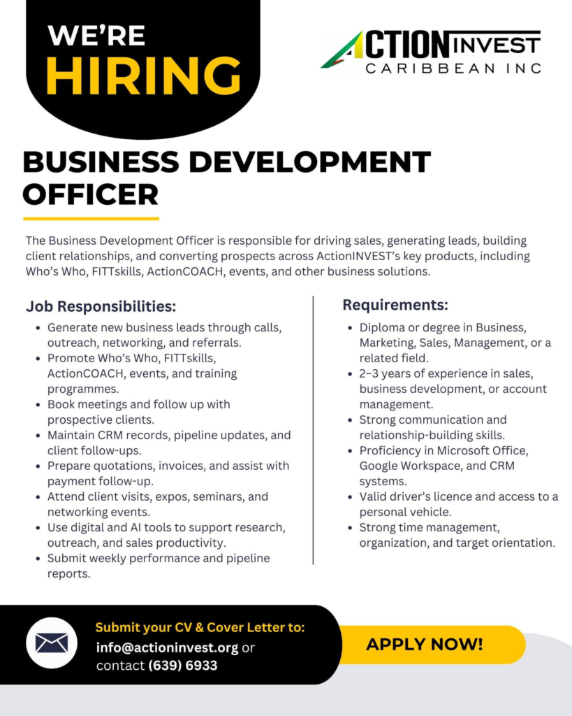 business development officer job in guyana