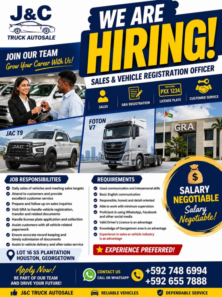 sales officer job in guyana