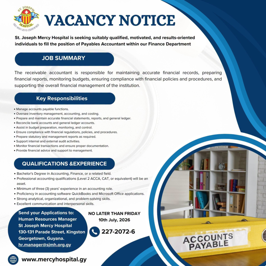 payables accountant job in guyana