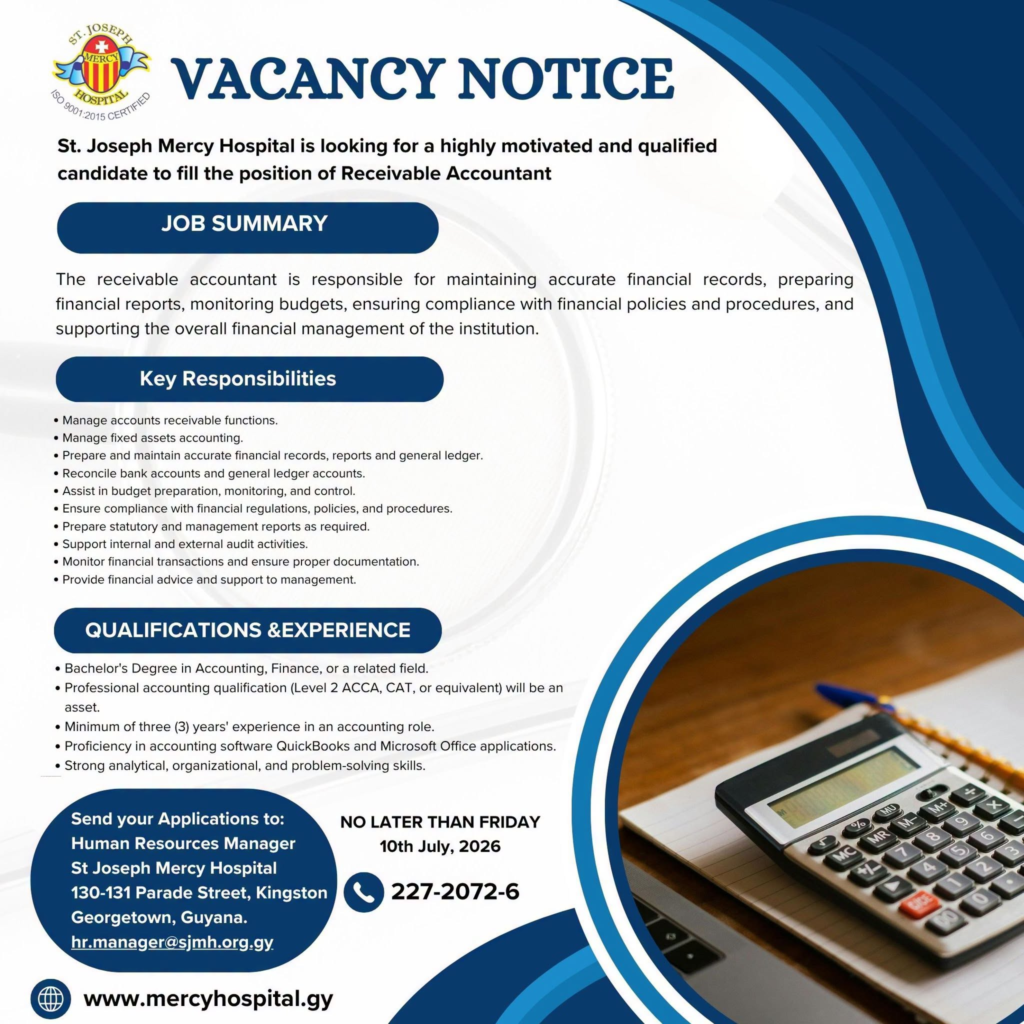 Receivable Accountant job in guyana