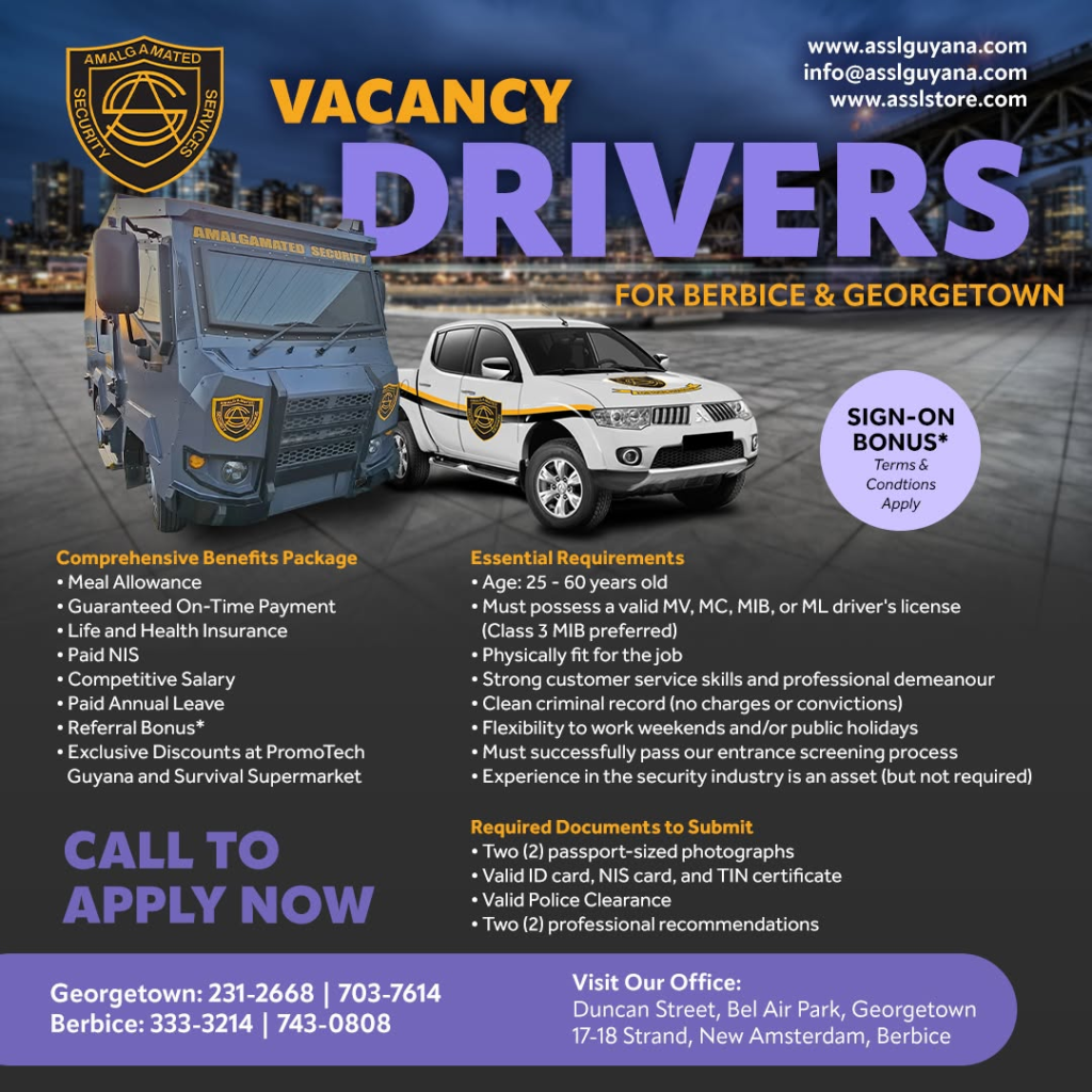 driver vacancy in guyana