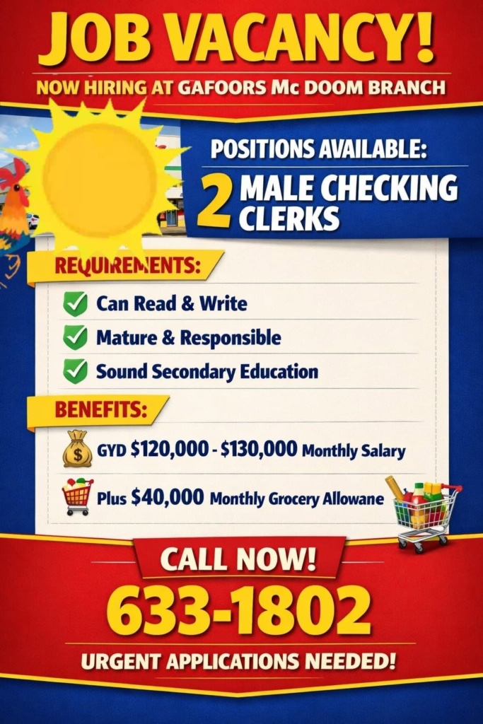 jobs in guyana
Urgent jobs in guyana
Vacancies in Guyana 2026
Urgent vacancies in Guyana