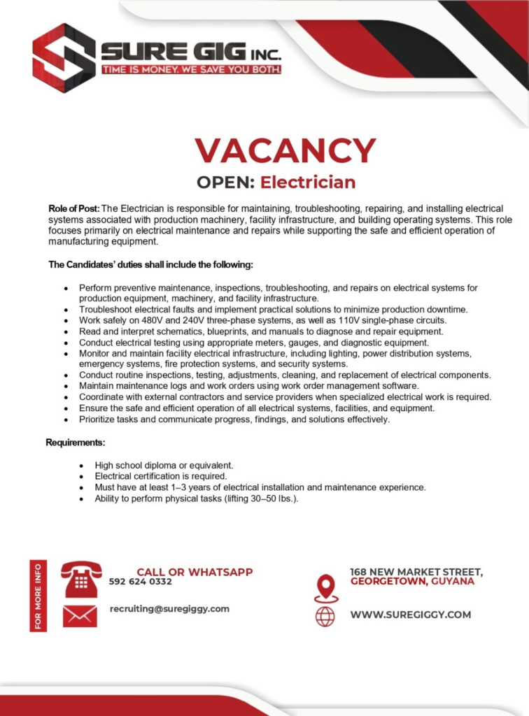 Jobs in Guyana
Urgent Jobs in Guyana
Urgent Vacancies in Guyana
Vacancies in Guyana 2026
Latest Vacancies in Guyana 2026
Part-Time Jobs in Guyana
Jobs in Guyana for Foreigners
Work From Home Jobs in Guyana
Driver Jobs in Guyana
High-Paying Jobs in Guyana
No Experience Jobs in Guyana
Jobs in Guyana with No Experience Required
Latest Jobs in Guyana
New Jobs in Guyana
Jobs Hiring Now in Guyana
Immediate Hiring in Guyana
Full-Time Jobs in Guyana
Entry-Level Jobs in Guyana
Online Jobs in Guyana
Government Jobs in Guyana
Oil and Gas Jobs in Guyana
Remote Jobs in Guyana
Female Jobs in Guyana
Jobs in Georgetown, Guyana
Jobs in Berbice, Guyana
Jobs in Linden, Guyana
Weekend Jobs in Guyana