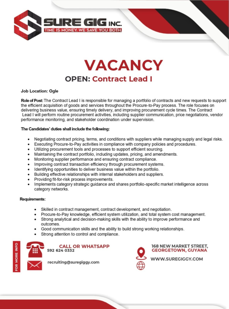 Jobs in Guyana
Urgent Jobs in Guyana
Urgent Vacancies in Guyana
Vacancies in Guyana 2026
Latest Vacancies in Guyana 2026
Part-Time Jobs in Guyana
Jobs in Guyana for Foreigners
Work From Home Jobs in Guyana
Driver Jobs in Guyana
High-Paying Jobs in Guyana
No Experience Jobs in Guyana
Jobs in Guyana with No Experience Required
Latest Jobs in Guyana
New Jobs in Guyana
Jobs Hiring Now in Guyana
Immediate Hiring in Guyana
Full-Time Jobs in Guyana
Entry-Level Jobs in Guyana
Online Jobs in Guyana
Government Jobs in Guyana
Oil and Gas Jobs in Guyana
Remote Jobs in Guyana
Female Jobs in Guyana
Jobs in Georgetown, Guyana
Jobs in Berbice, Guyana
Jobs in Linden, Guyana
Weekend Jobs in Guyana