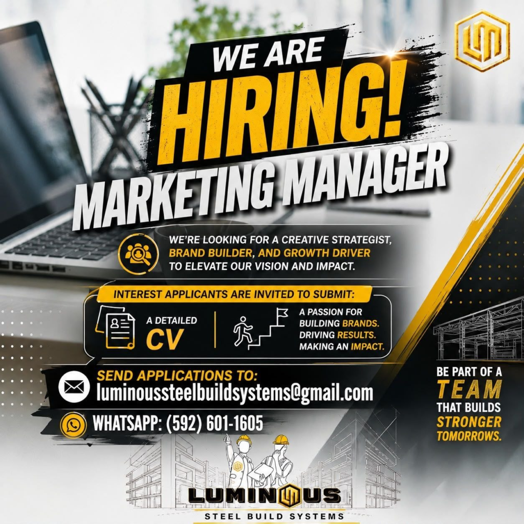 Jobs in Guyana
Urgent Jobs in Guyana
Urgent Vacancies in Guyana
Vacancies in Guyana 2026
Latest Vacancies in Guyana 2026
Part-Time Jobs in Guyana
Jobs in Guyana for Foreigners
Work From Home Jobs in Guyana
Driver Jobs in Guyana
High-Paying Jobs in Guyana
No Experience Jobs in Guyana
Jobs in Guyana with No Experience Required
Latest Jobs in Guyana
New Jobs in Guyana
Jobs Hiring Now in Guyana
Immediate Hiring in Guyana
Full-Time Jobs in Guyana
Entry-Level Jobs in Guyana
Online Jobs in Guyana
Government Jobs in Guyana
Oil and Gas Jobs in Guyana
Remote Jobs in Guyana
Female Jobs in Guyana
Jobs in Georgetown, Guyana
Jobs in Berbice, Guyana
Jobs in Linden, Guyana
Weekend Jobs in Guyana