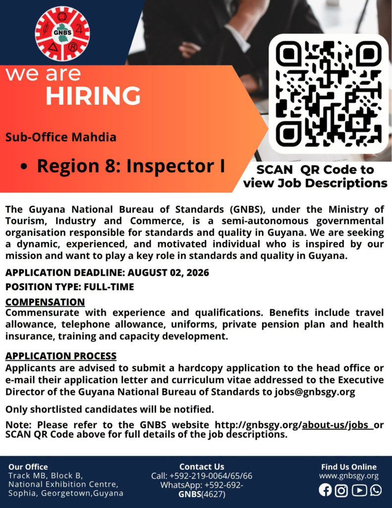 Jobs in Guyana
Urgent Jobs in Guyana
Urgent Vacancies in Guyana
Vacancies in Guyana 2026
Latest Vacancies in Guyana 2026
Part-Time Jobs in Guyana
Jobs in Guyana for Foreigners
Work From Home Jobs in Guyana
Driver Jobs in Guyana
High-Paying Jobs in Guyana
No Experience Jobs in Guyana
Jobs in Guyana with No Experience Required
Latest Jobs in Guyana
New Jobs in Guyana
Jobs Hiring Now in Guyana
Immediate Hiring in Guyana
Full-Time Jobs in Guyana
Entry-Level Jobs in Guyana
Online Jobs in Guyana
Government Jobs in Guyana
Oil and Gas Jobs in Guyana
Remote Jobs in Guyana
Female Jobs in Guyana
Jobs in Georgetown, Guyana
Jobs in Berbice, Guyana
Jobs in Linden, Guyana
Weekend Jobs in Guyana