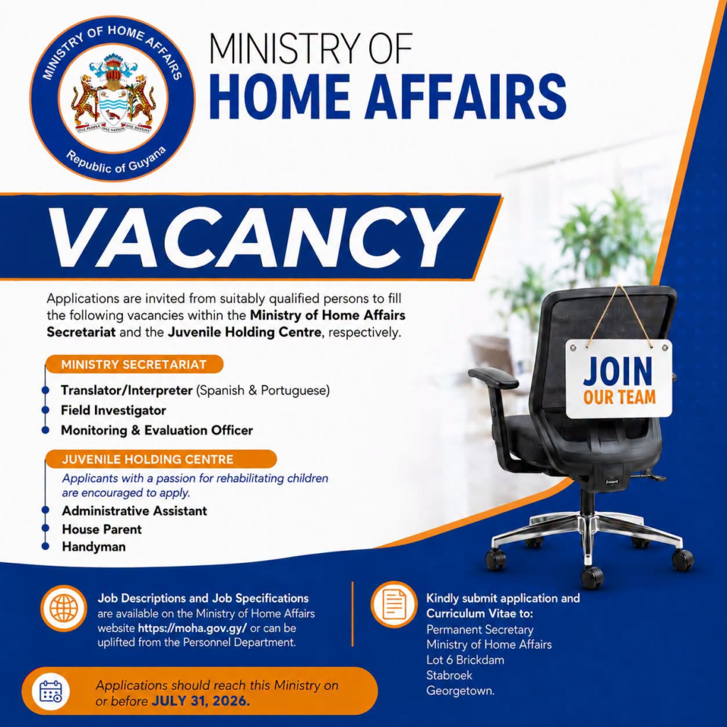 Jobs in Guyana
Urgent Jobs in Guyana
Urgent Vacancies in Guyana
Vacancies in Guyana 2026
Latest Vacancies in Guyana 2026
Part-Time Jobs in Guyana
Jobs in Guyana for Foreigners
Work From Home Jobs in Guyana
Driver Jobs in Guyana
High-Paying Jobs in Guyana
No Experience Jobs in Guyana
Jobs in Guyana with No Experience Required
Latest Jobs in Guyana
New Jobs in Guyana
Jobs Hiring Now in Guyana
Immediate Hiring in Guyana
Full-Time Jobs in Guyana
Entry-Level Jobs in Guyana
Online Jobs in Guyana
Government Jobs in Guyana
Oil and Gas Jobs in Guyana
Remote Jobs in Guyana
Female Jobs in Guyana
Jobs in Georgetown, Guyana
Jobs in Berbice, Guyana
Jobs in Linden, Guyana
Weekend Jobs in Guyana