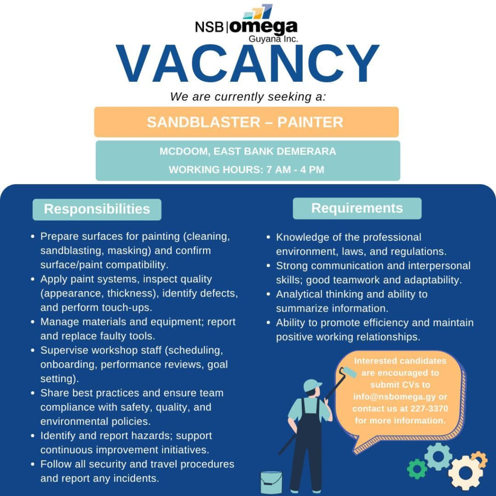 Jobs in Guyana
Urgent Jobs in Guyana
Urgent Vacancies in Guyana
Vacancies in Guyana 2026
Latest Vacancies in Guyana 2026
Part-Time Jobs in Guyana
Jobs in Guyana for Foreigners
Work From Home Jobs in Guyana
Driver Jobs in Guyana
High-Paying Jobs in Guyana
No Experience Jobs in Guyana
Jobs in Guyana with No Experience Required
Latest Jobs in Guyana
New Jobs in Guyana
Jobs Hiring Now in Guyana
Immediate Hiring in Guyana
Full-Time Jobs in Guyana
Entry-Level Jobs in Guyana
Online Jobs in Guyana
Government Jobs in Guyana
Oil and Gas Jobs in Guyana
Remote Jobs in Guyana
Female Jobs in Guyana
Jobs in Georgetown, Guyana
Jobs in Berbice, Guyana
Jobs in Linden, Guyana
Weekend Jobs in Guyana