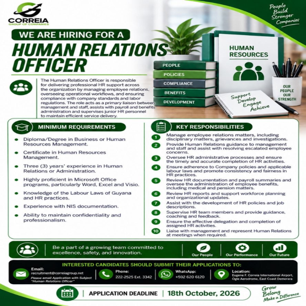 Human Relations Officer Jobs in Guyana